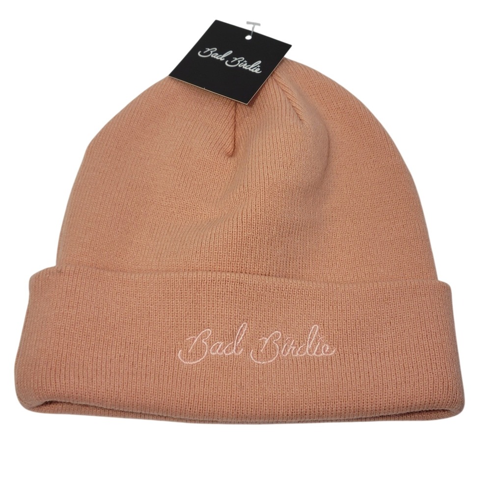 Bad Birdie Golf Beanie Hat Mens OS Clay Peach Embroidered Knit Cuffed Unisex NEW